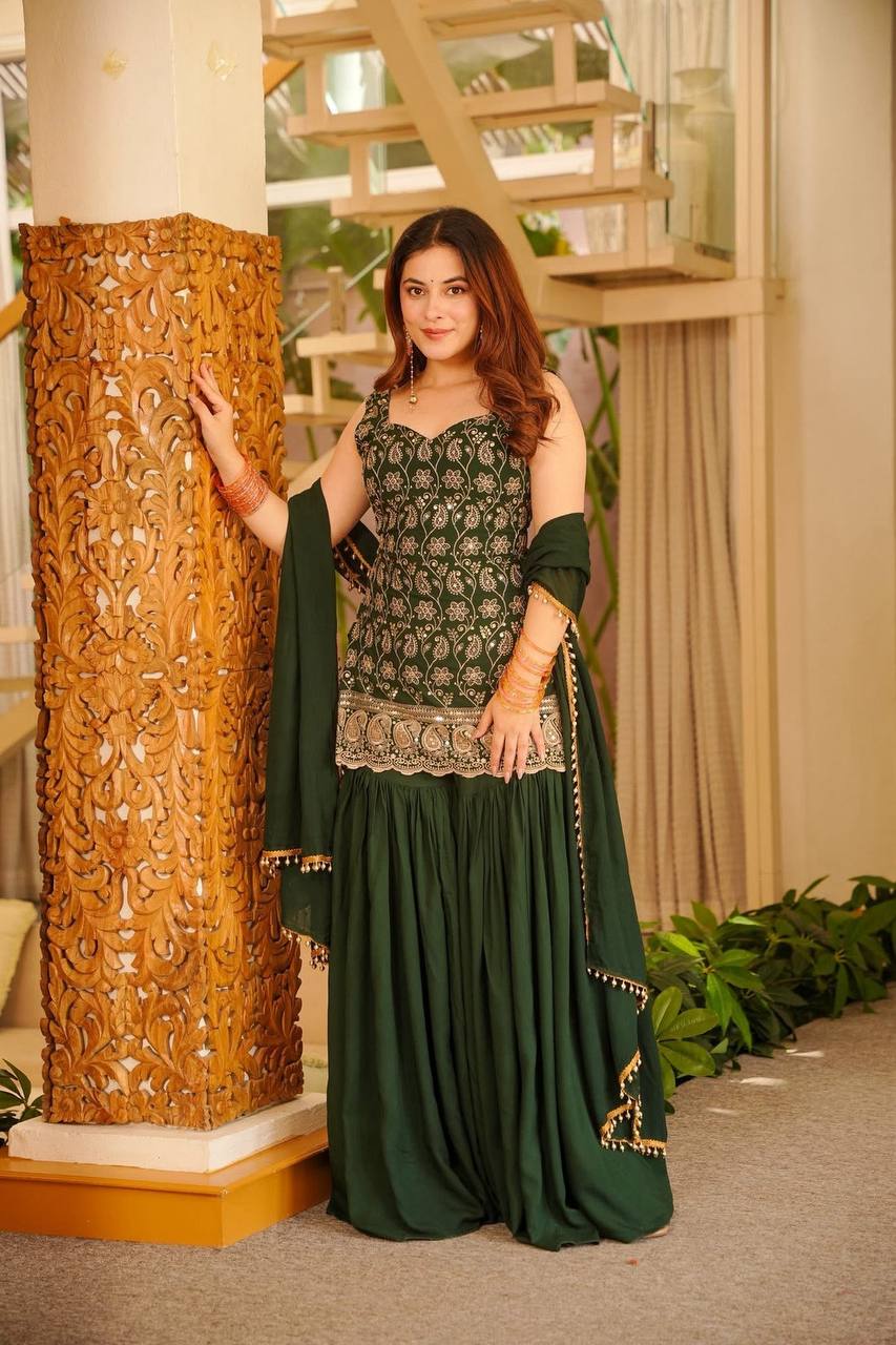 HEAVY EMBROIDERY SHARARA SUIT SET