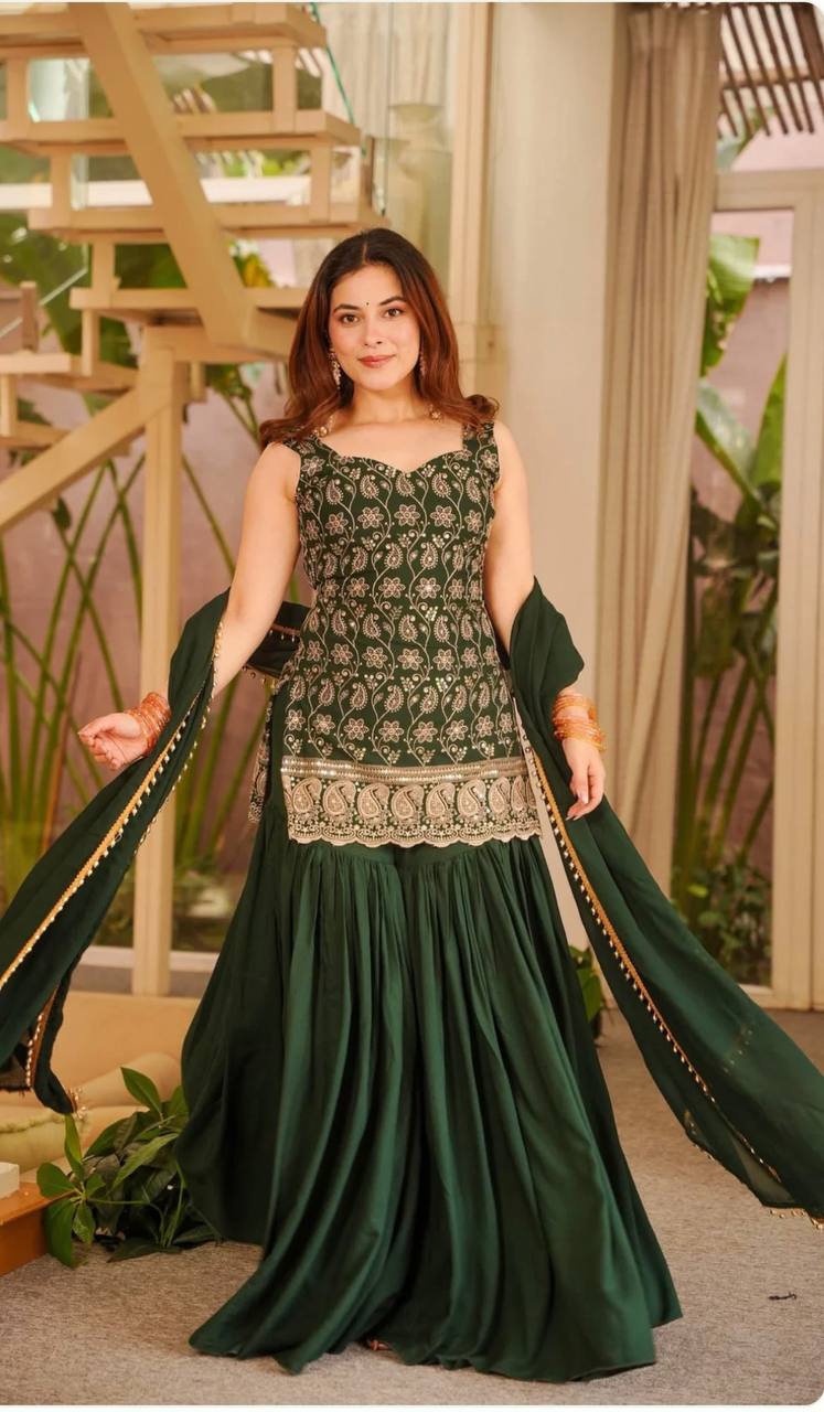 HEAVY EMBROIDERY SHARARA SUIT SET