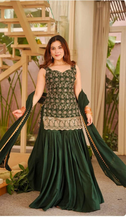 HEAVY EMBROIDERY SHARARA SUIT SET