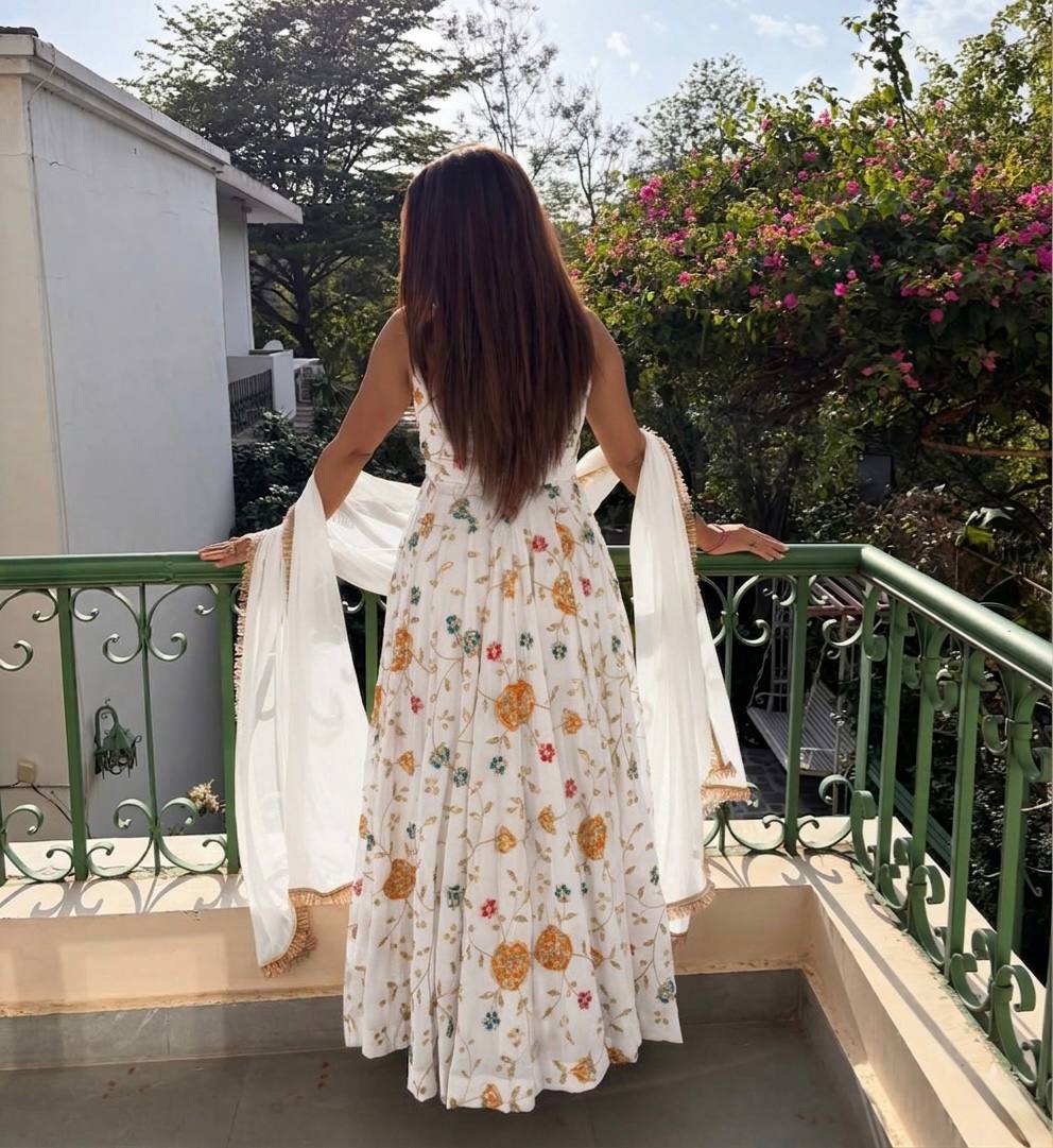 WHITE - ANARKALI GOWN WITH DUPATTA