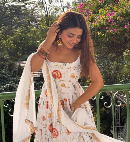 WHITE - ANARKALI GOWN WITH DUPATTA