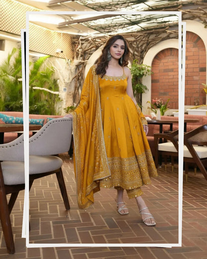 SILK EMBROIDERY ROUND NECK ANARKALI GOWN