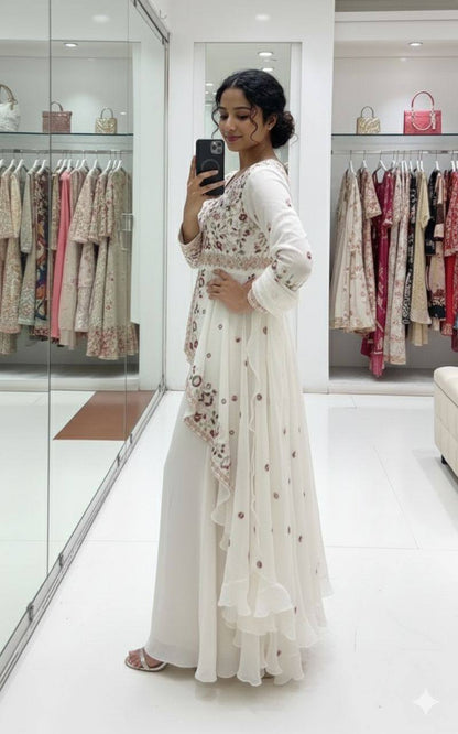 RANGOLI SILK SEQUENCE EMBROIDERY WORK SUIT WITH PANT & DUPATTA