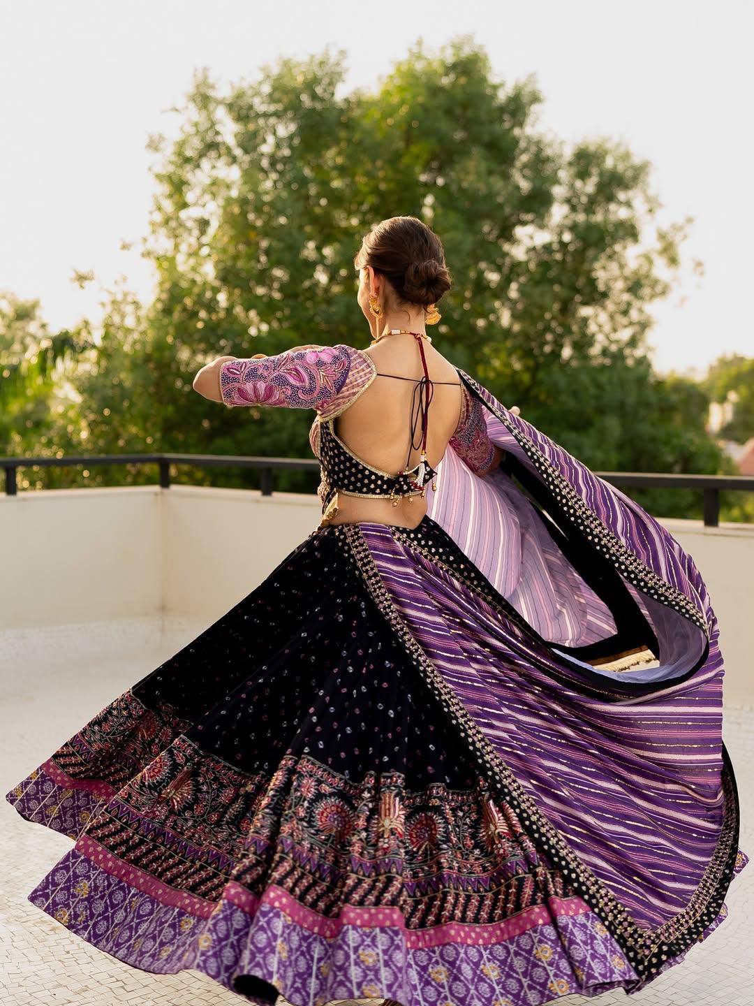 BLACK SILK CHANIYA CHOLI SET FOR NAVRATRI