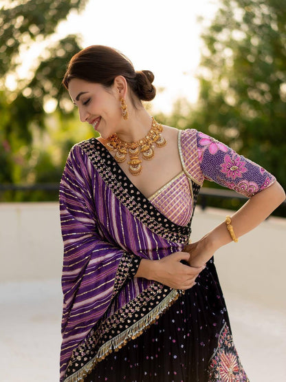 BLACK SILK CHANIYA CHOLI SET FOR NAVRATRI