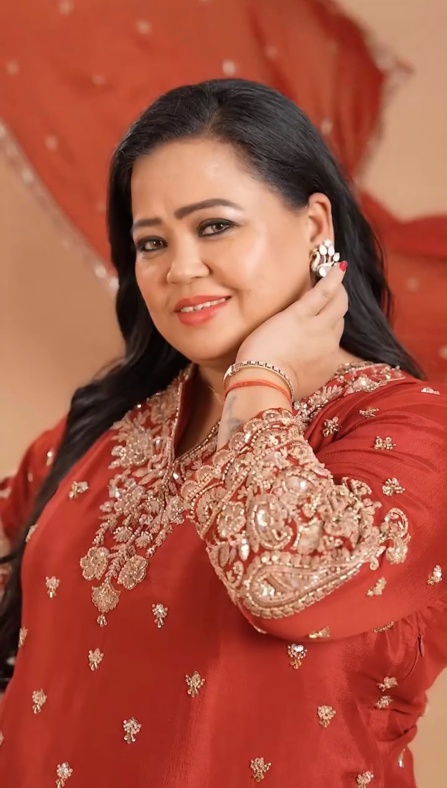 RED GHARARA KURTA SET WITH DUPATTA