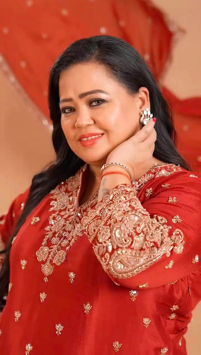 RED GHARARA KURTA SET WITH DUPATTA