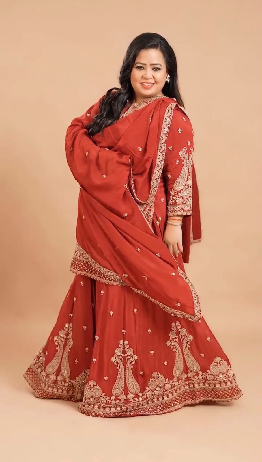 RED GHARARA KURTA SET WITH DUPATTA