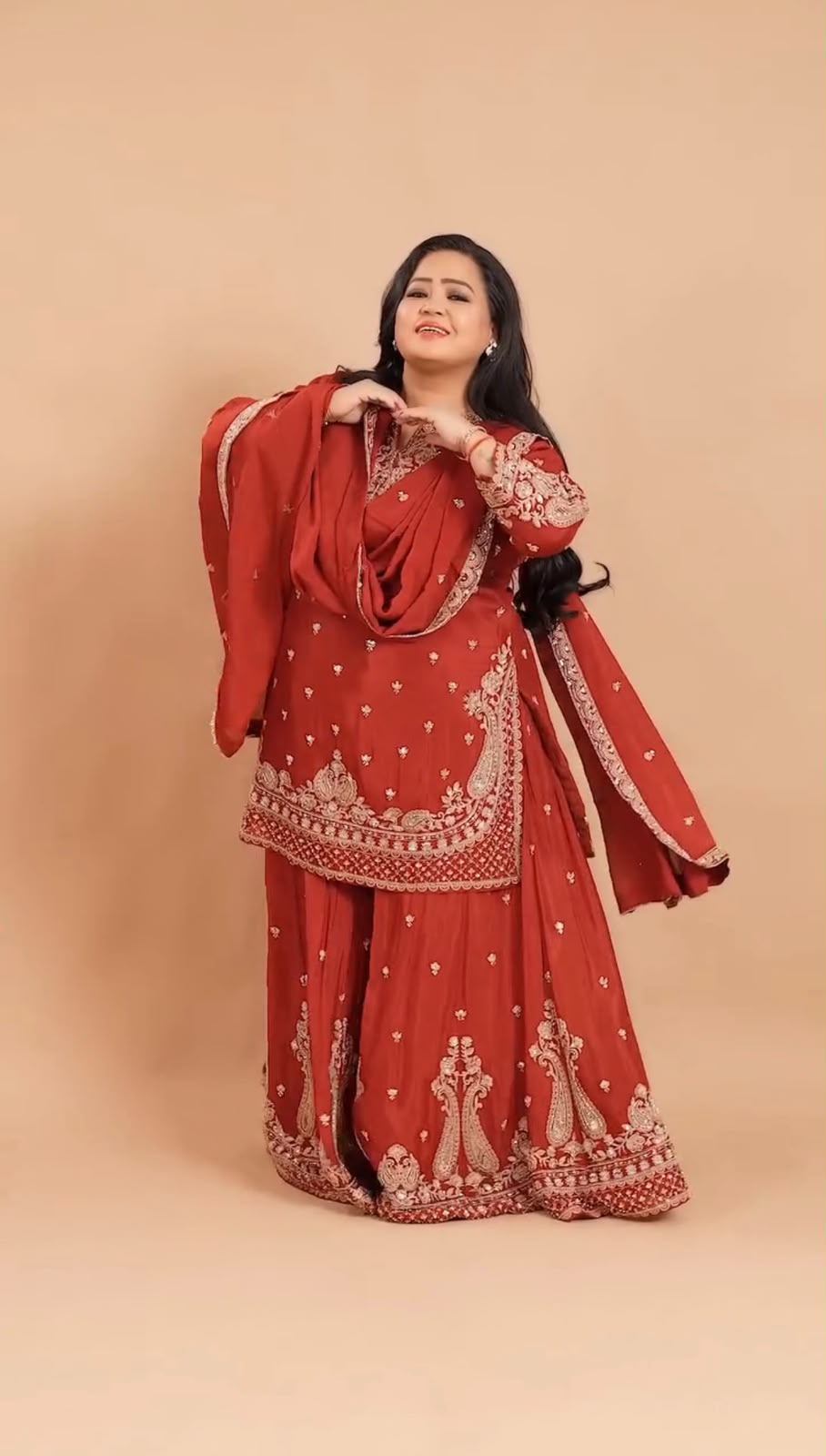 RED GHARARA KURTA SET WITH DUPATTA