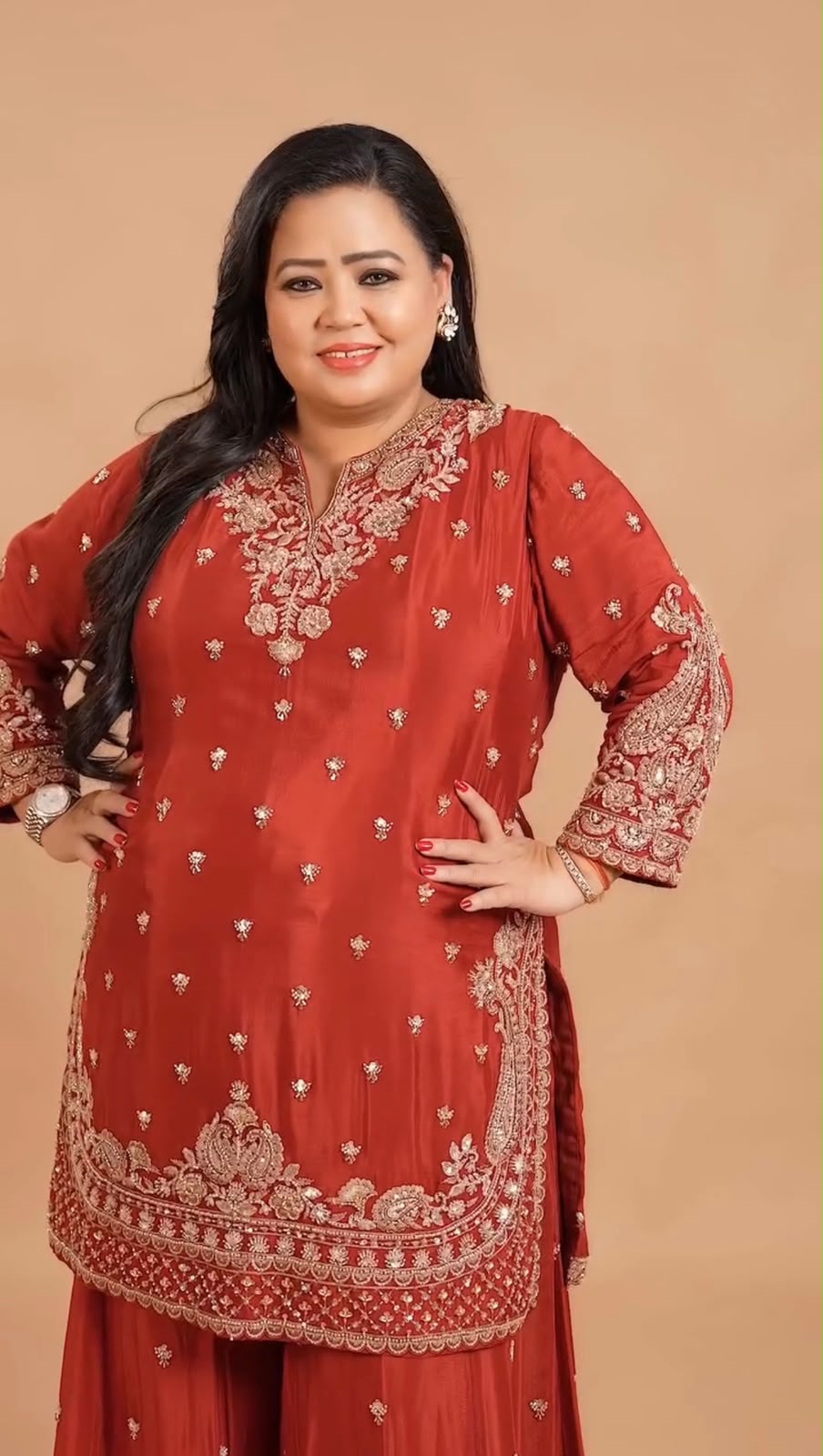 RED GHARARA KURTA SET WITH DUPATTA