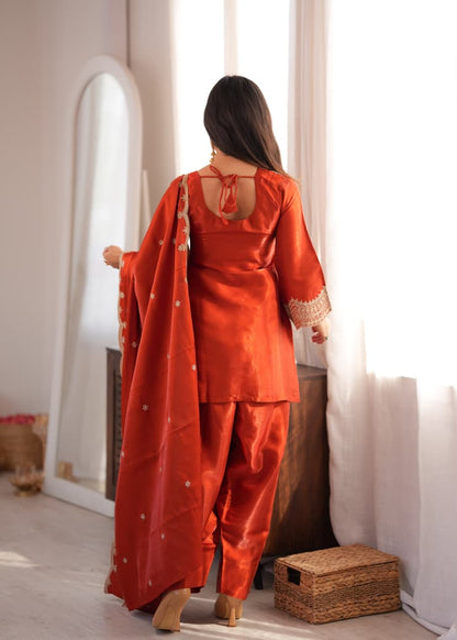 ORANGE FARSHI SALWAR KURTA SET