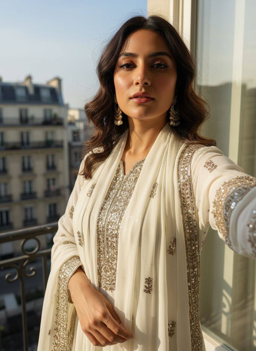 OFF - WHITE SHARARA KURTA SET