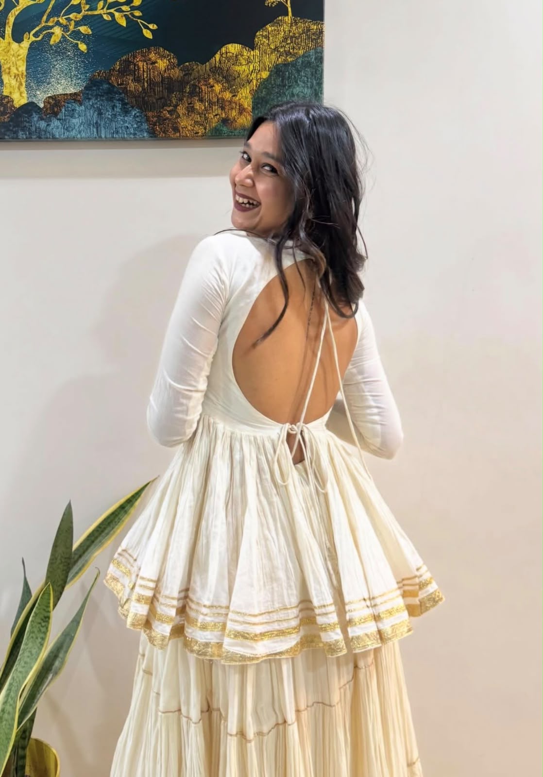OFF - WHITE PURE COTTON LACE WORK LEHENGA SET