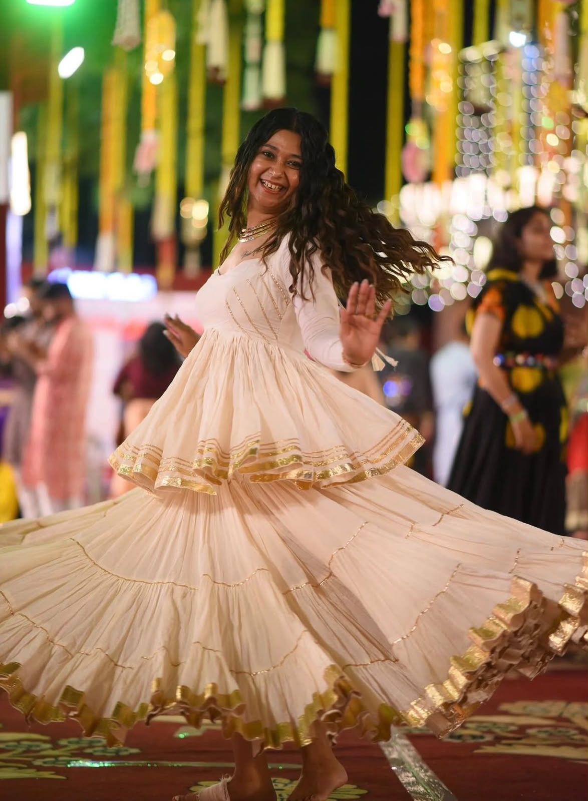 OFF - WHITE PURE COTTON LACE WORK LEHENGA SET