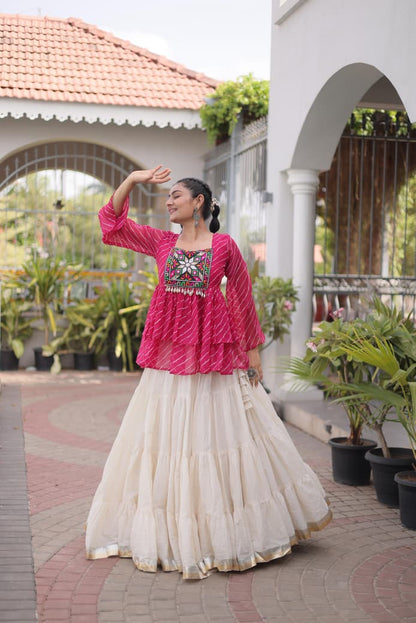 NAVRATRI LEHENGA WITH LAHARIYA PRINT & KUTCHI PATCHWORK