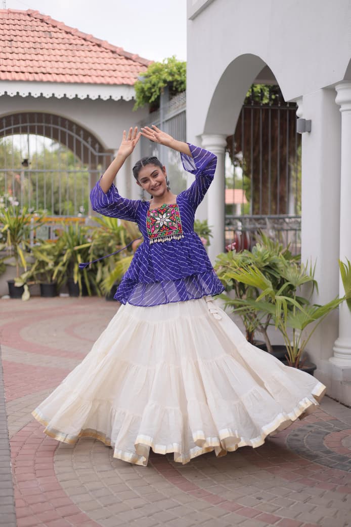 NAVRATRI LEHENGA WITH LAHARIYA PRINT & KUTCHI PATCHWORK