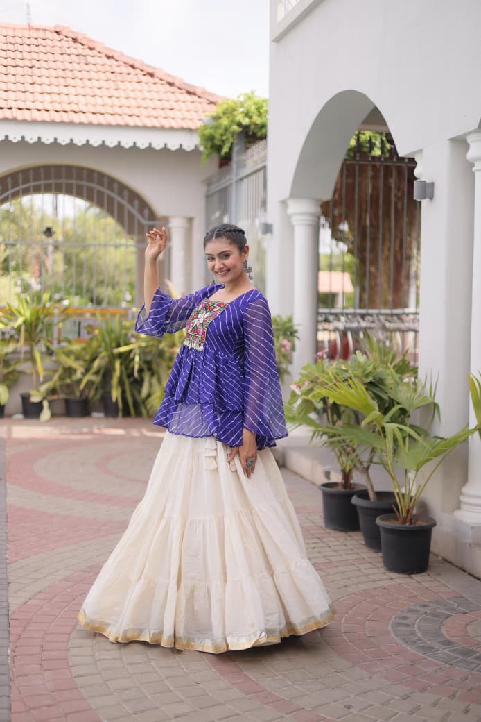 NAVRATRI LEHENGA WITH LAHARIYA PRINT & KUTCHI PATCHWORK