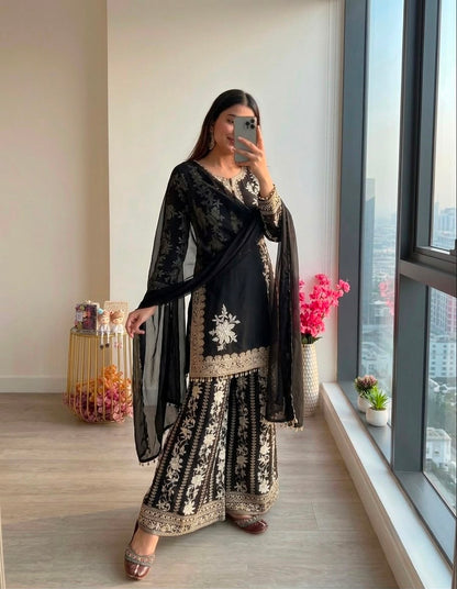 DESIGNER GEORGETTE PLAZZO SUIT SET