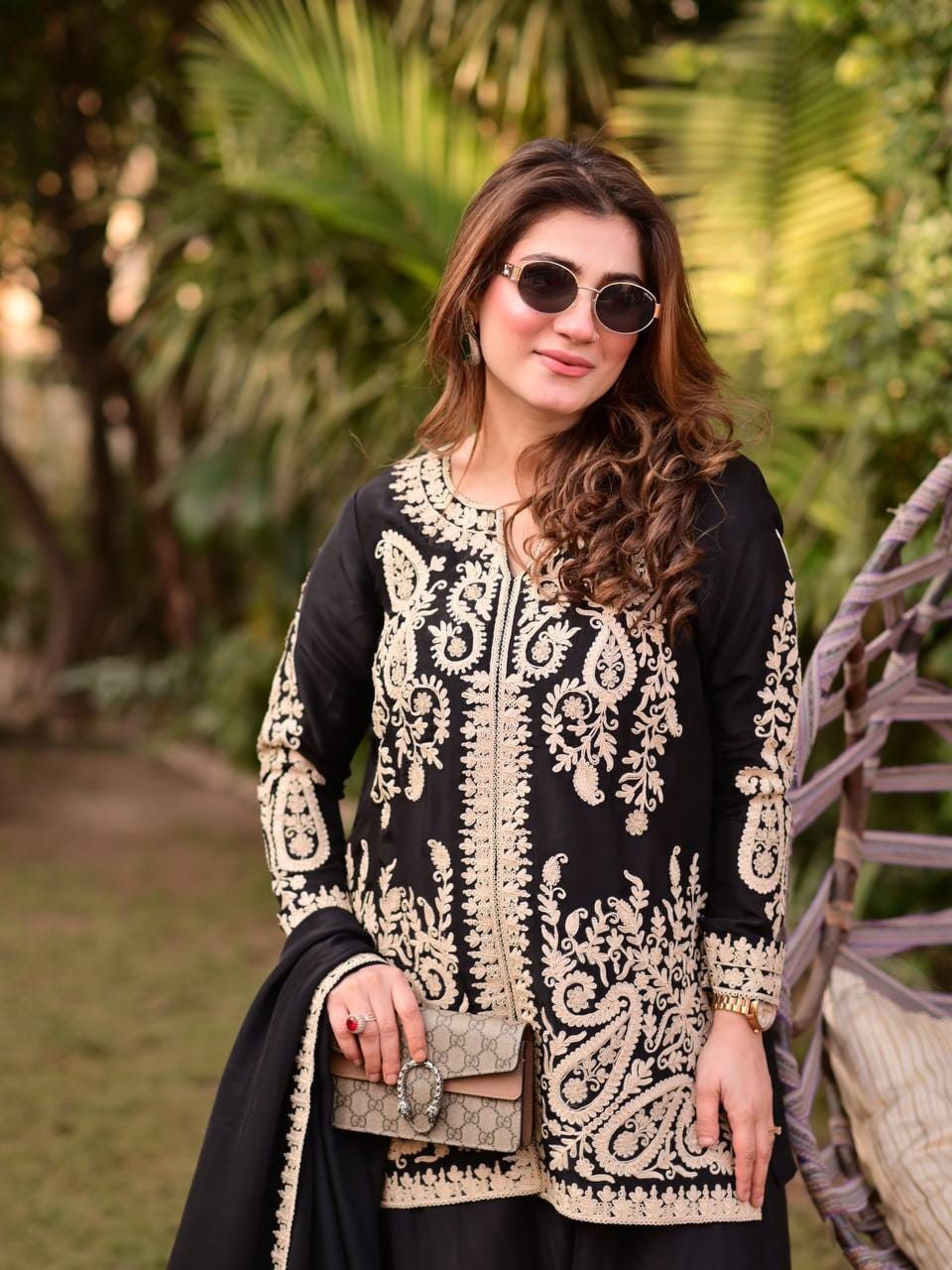 BLACK FAUX GEORGETTE PAKISTHANI SUIT SET