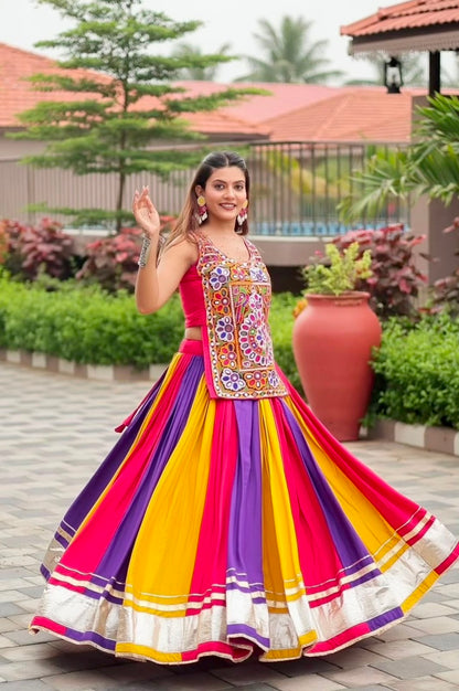 WOMEN'S NAVRATRI CHANIYA CHOLI SET WITH KUTCHI WORK