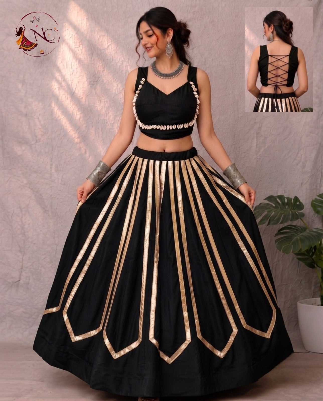 RAYON FLAIR STRIPE NAVRATRI LEHENGA