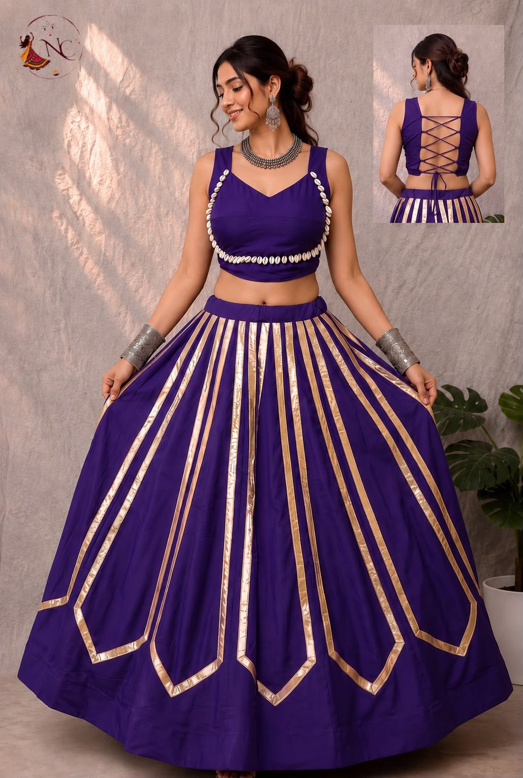 RAYON FLAIR STRIPE NAVRATRI LEHENGA