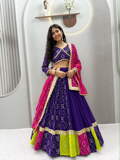 PURPLE GEORGETTE NAVARATRI LEHENGA CHOLI