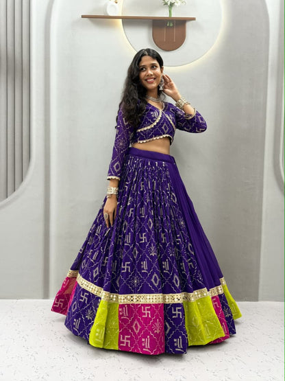 PURPLE GEORGETTE NAVARATRI LEHENGA CHOLI