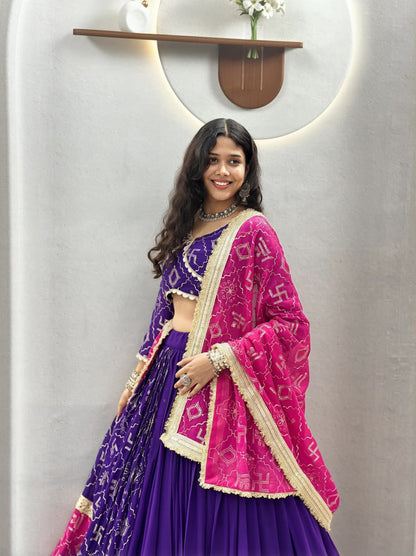 PURPLE GEORGETTE NAVARATRI LEHENGA CHOLI