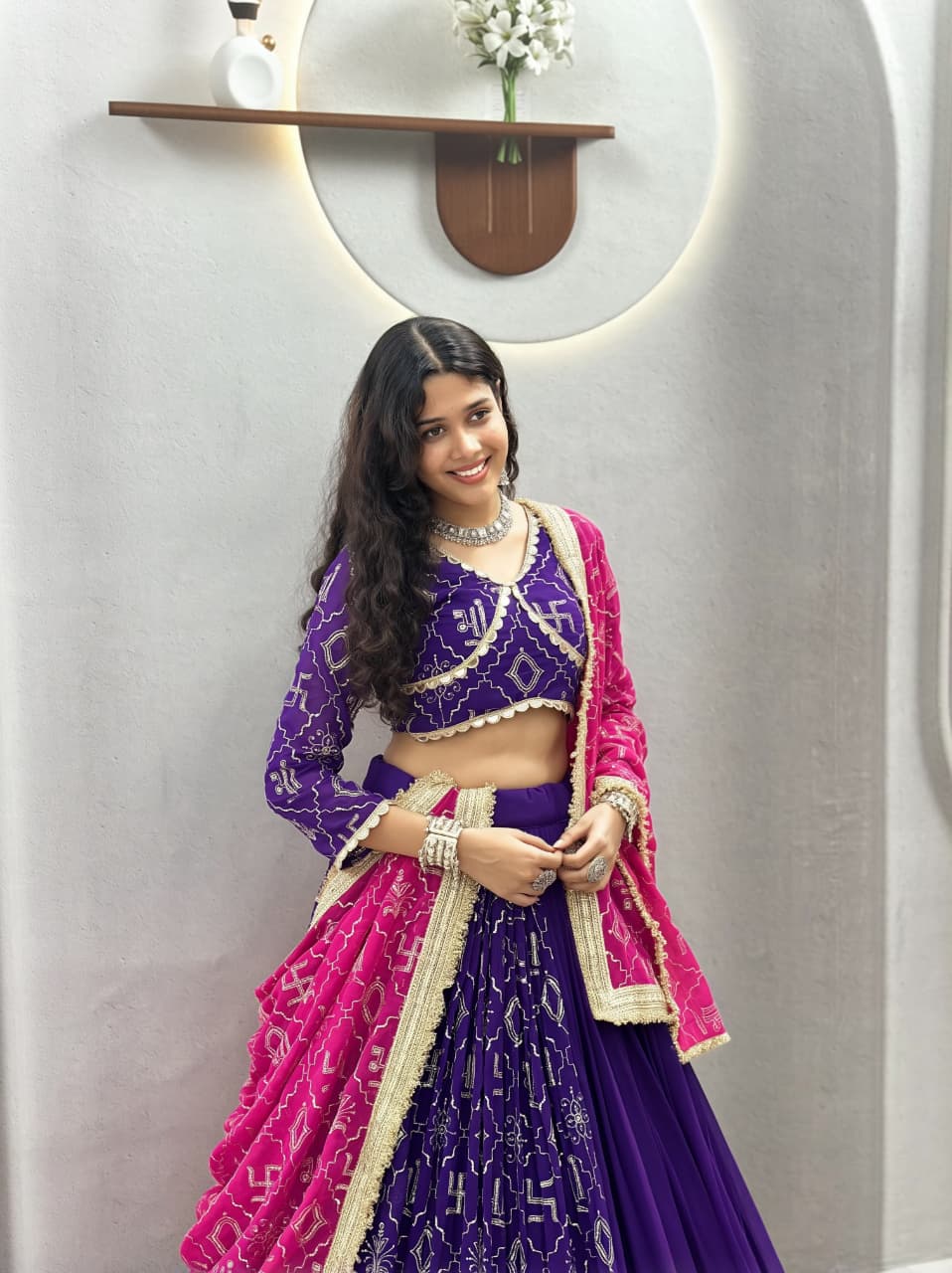 PURPLE GEORGETTE NAVARATRI LEHENGA CHOLI