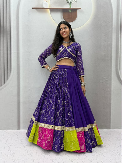 PURPLE GEORGETTE NAVARATRI LEHENGA CHOLI