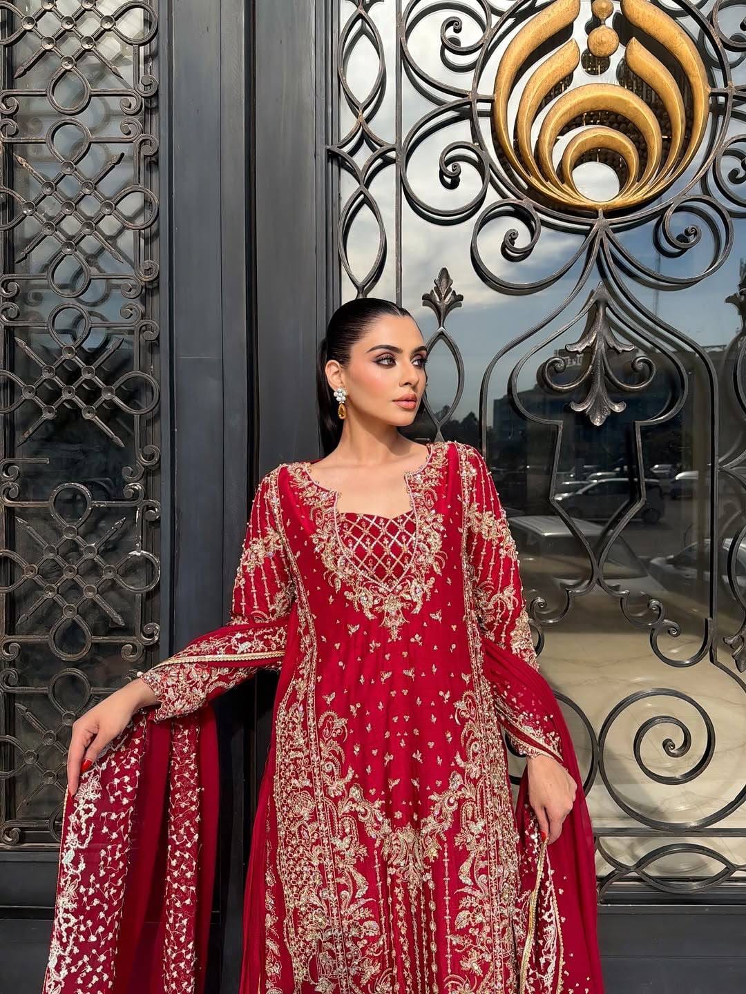 CHINON RED LONG KURTA SET