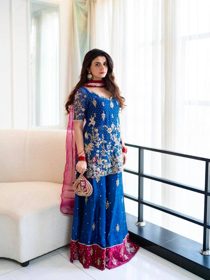 BLUE - ELEGANT SHARARA KURTA SET