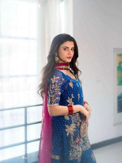BLUE - ELEGANT SHARARA KURTA SET