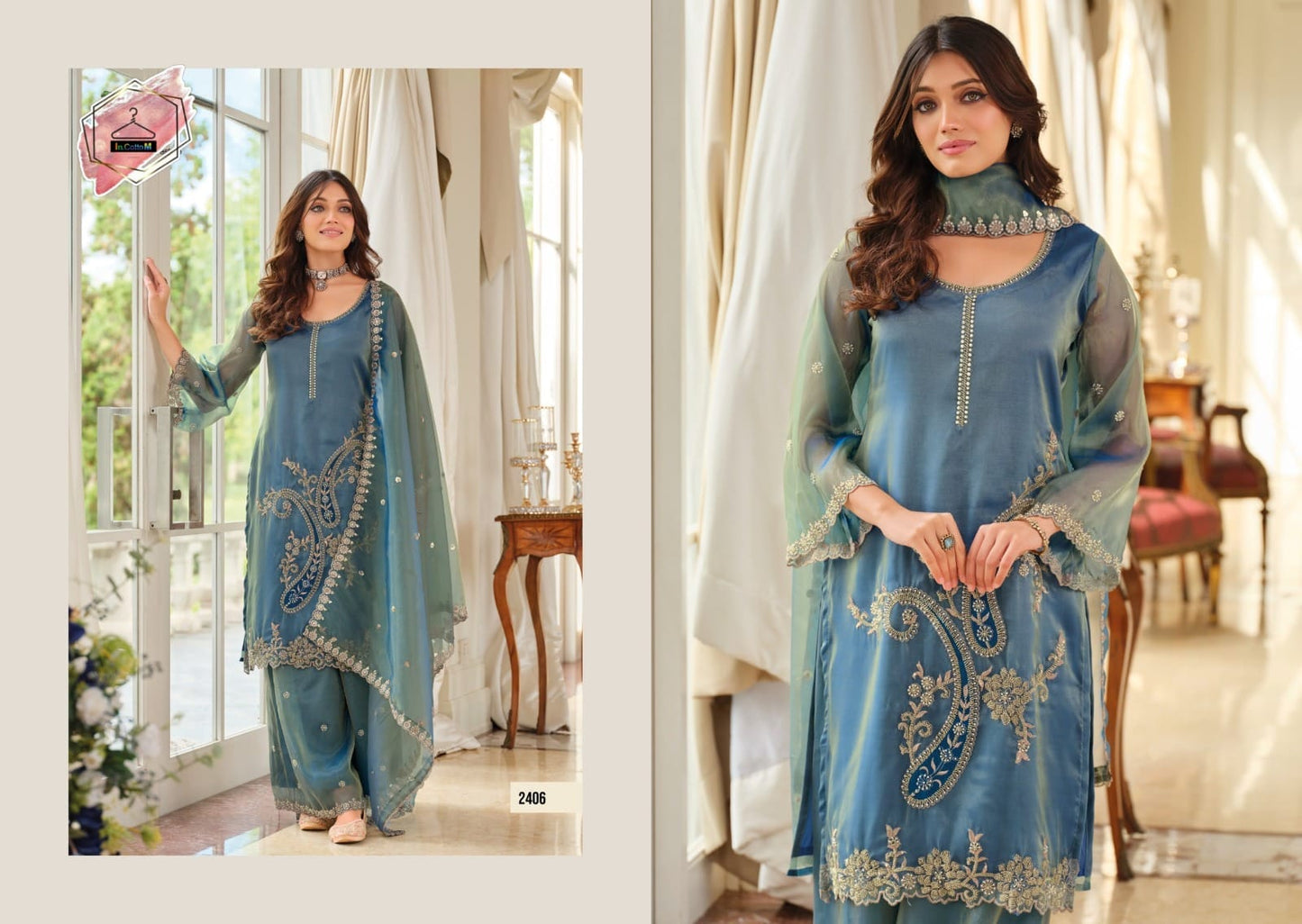 SHIMMER KURTA SET WITH BEADS WORK