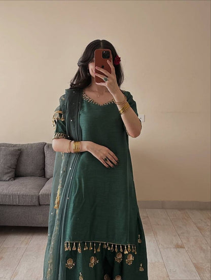 SILK FARSHI SALWAR SUIT SET