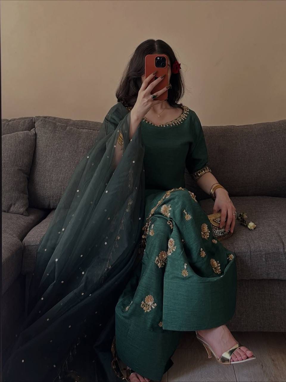 SILK FARSHI SALWAR SUIT SET