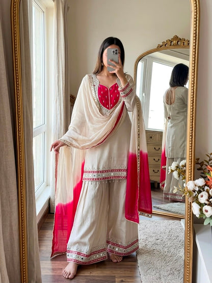 ROMAN GLASS SILK KURTA PLAZZO SET