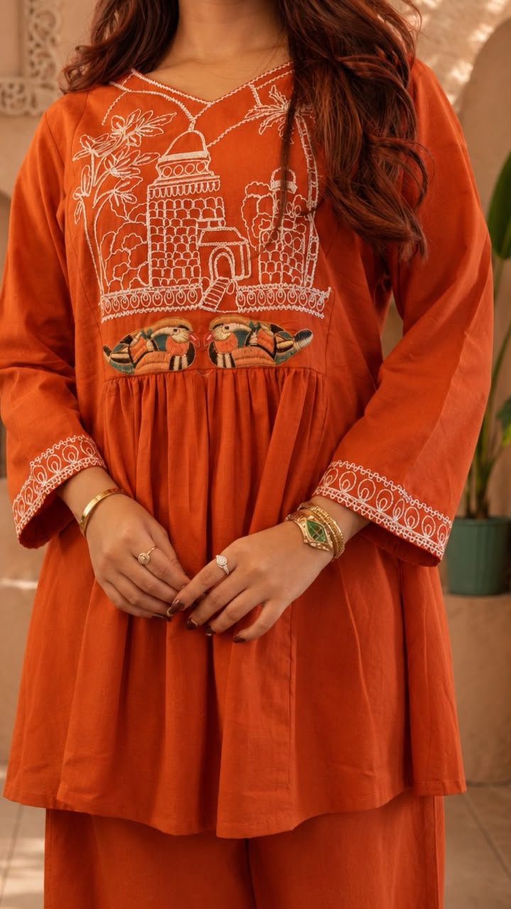 COTTON PREMIUM EMBROIDERY CO-ORD SET