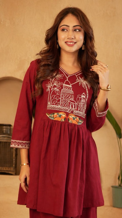 COTTON PREMIUM EMBROIDERY CO-ORD SET