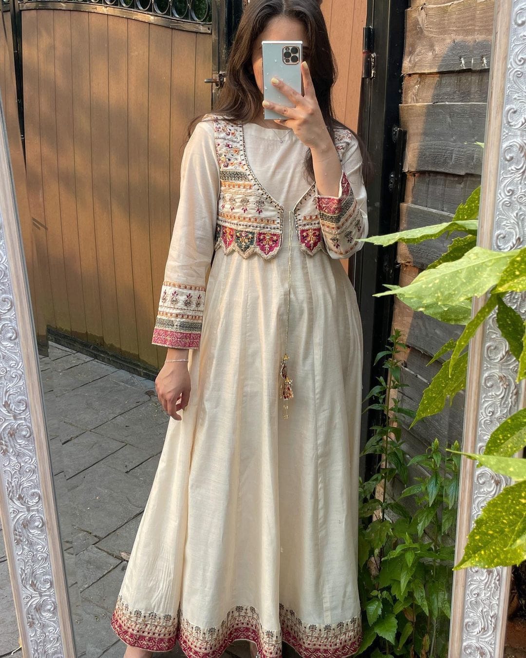HEAVY SILK EMBROIDERY WORK ANARKALI GOWN WITH ATTACH JACKET