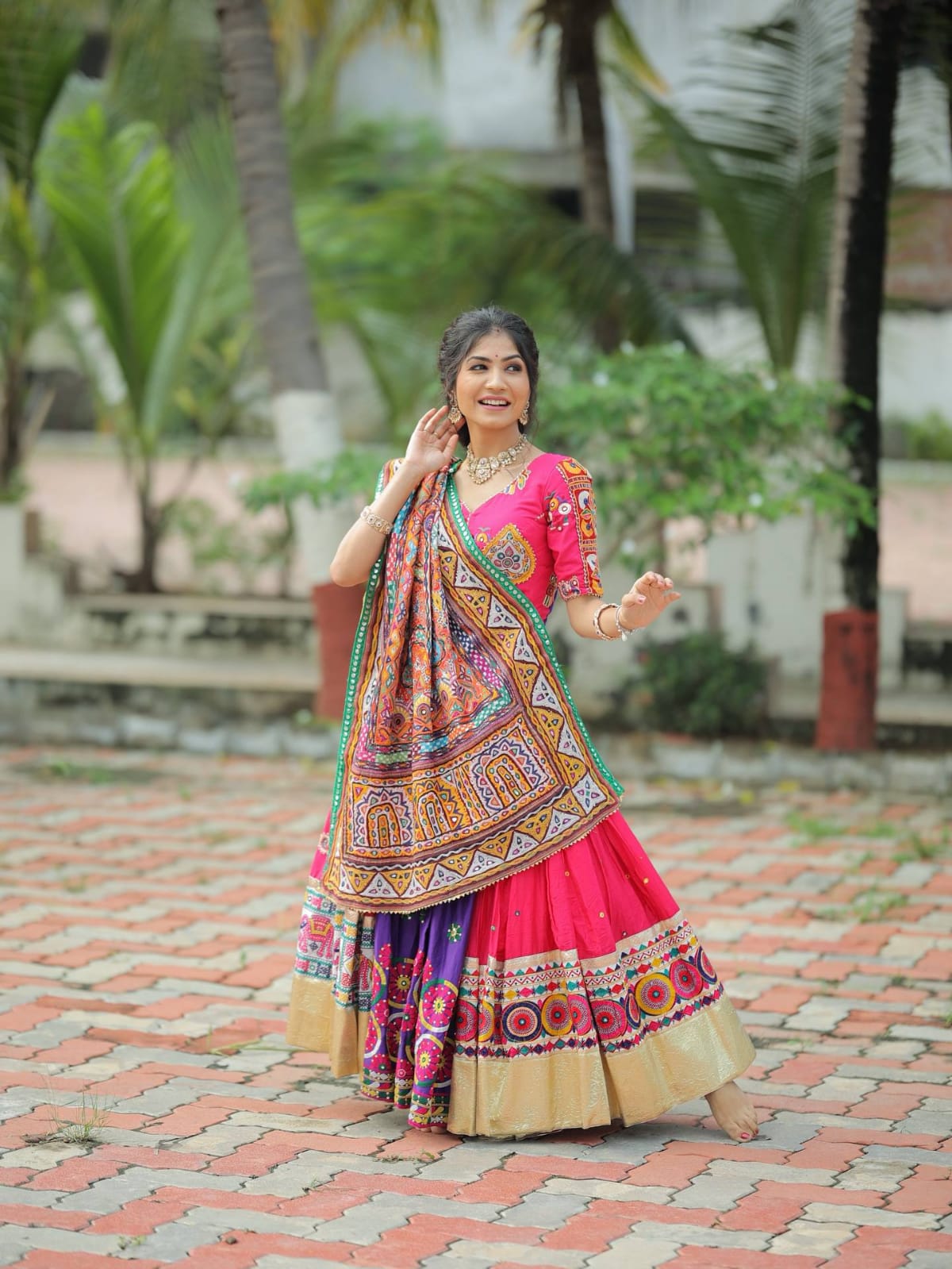 RANI PINK - MIRROR WORK - NAVRATRI LEHENGA