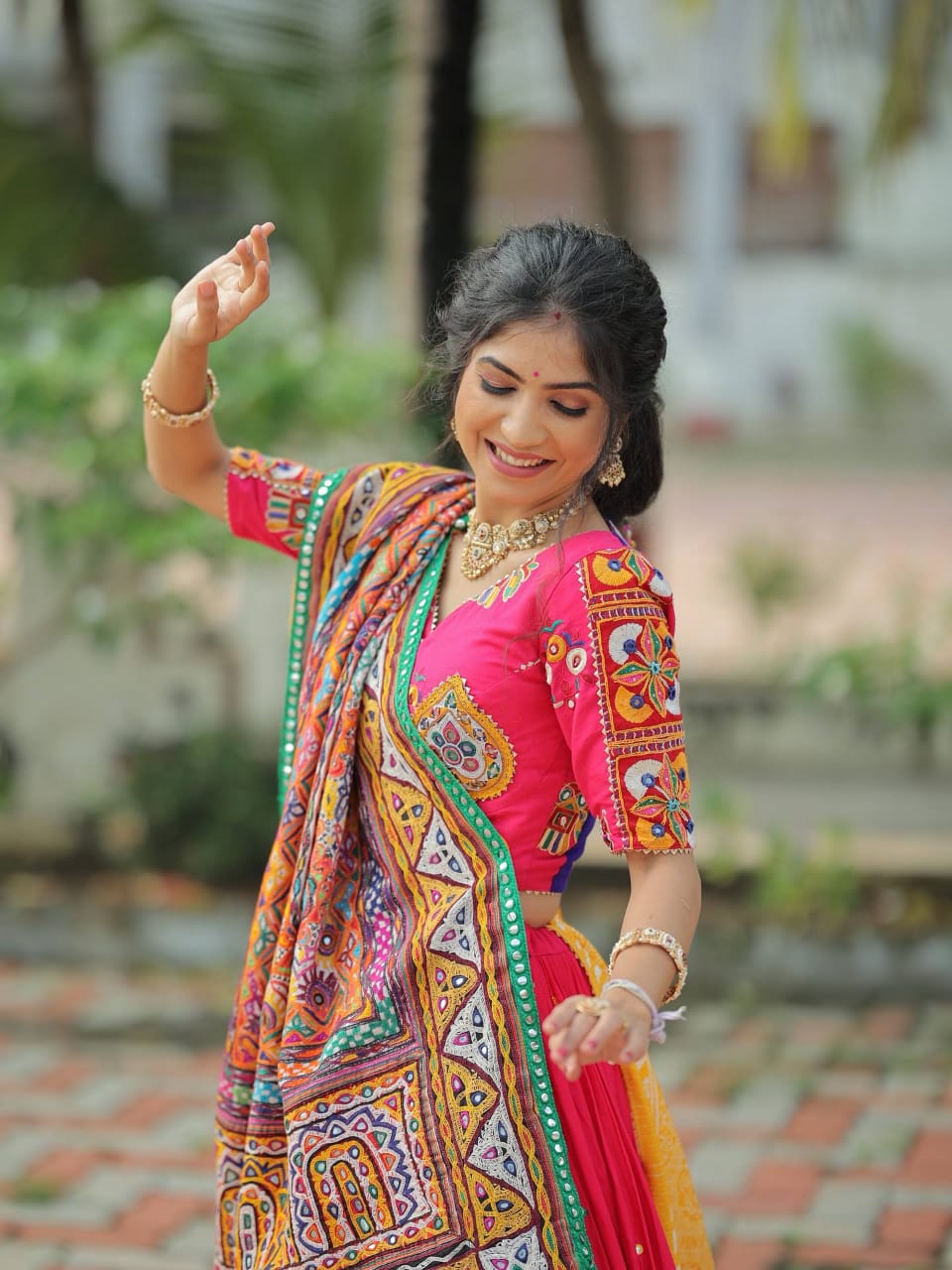 RANI PINK - MIRROR WORK - NAVRATRI LEHENGA