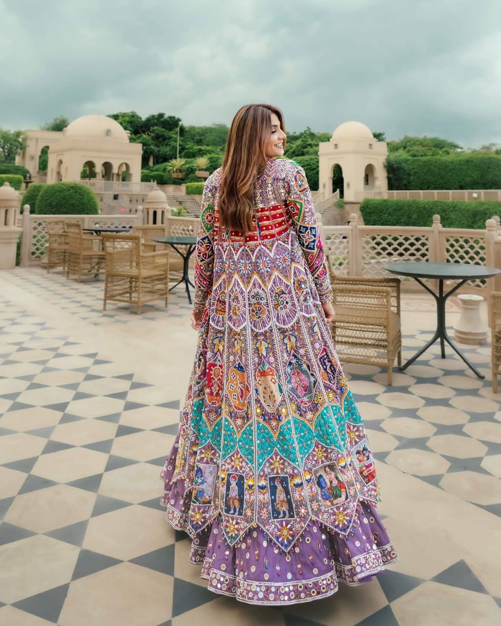 LAVENDER NAVRATRI LEHENGA WITH REAL MIRROR WORK