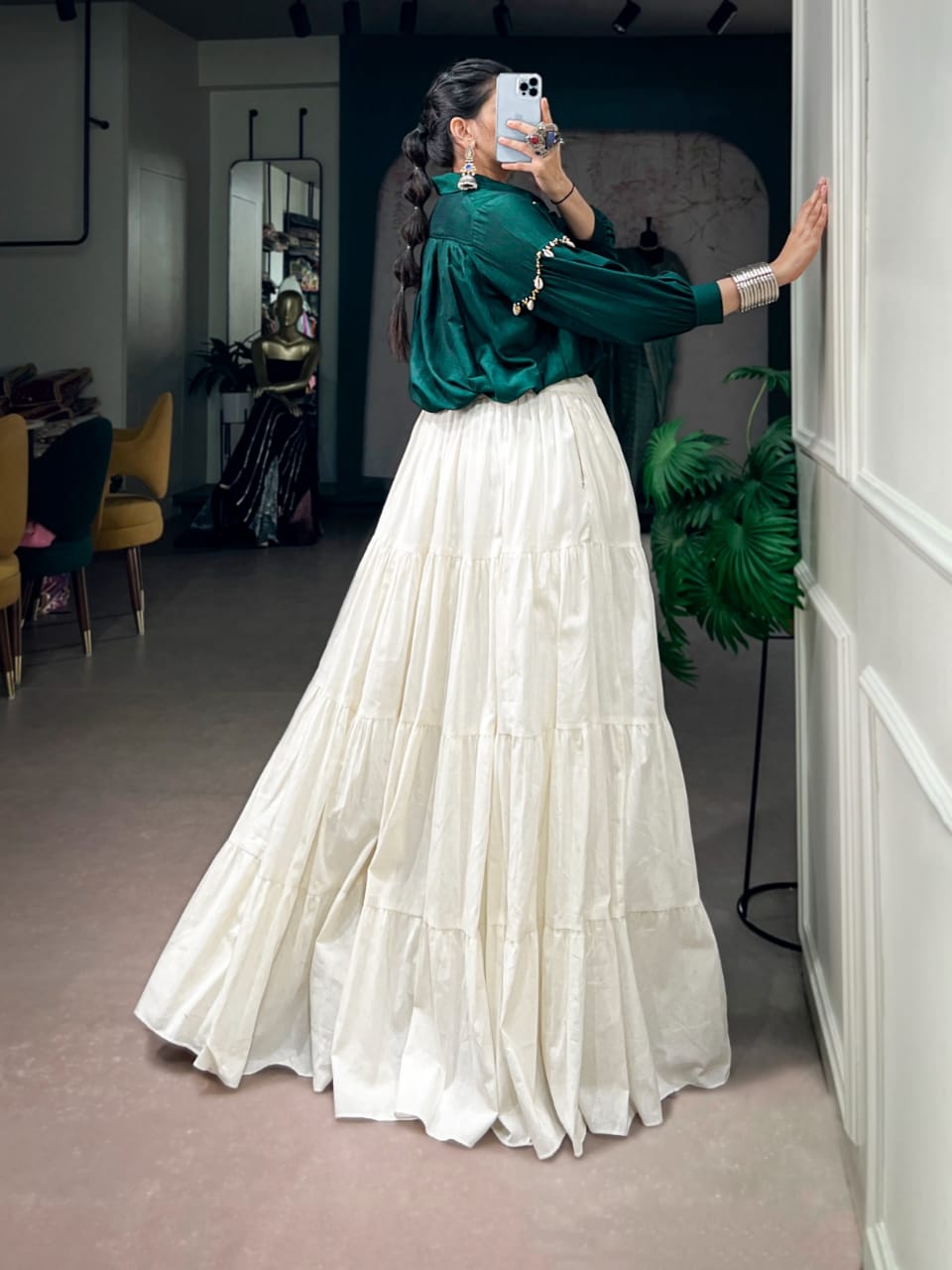 KHADI COTTON PEARL WORK LEHENGA CHOLI