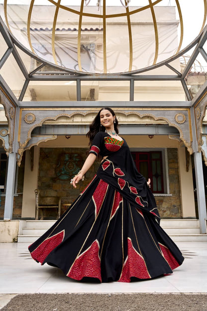 RAYON AJRAKH PRINTED NAVRATRI LEHENGA
