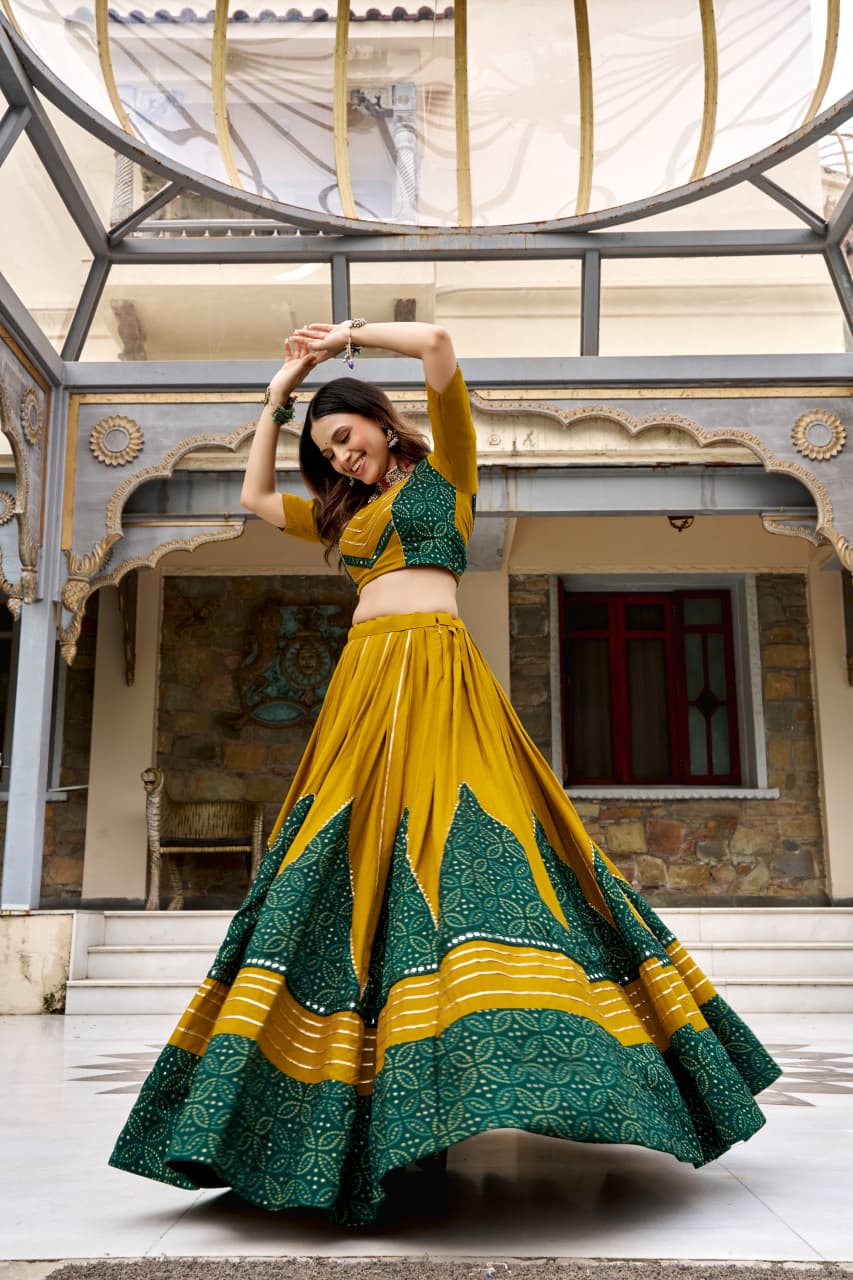RAYON AJRAKH PRINTED NAVRATRI LEHENGA