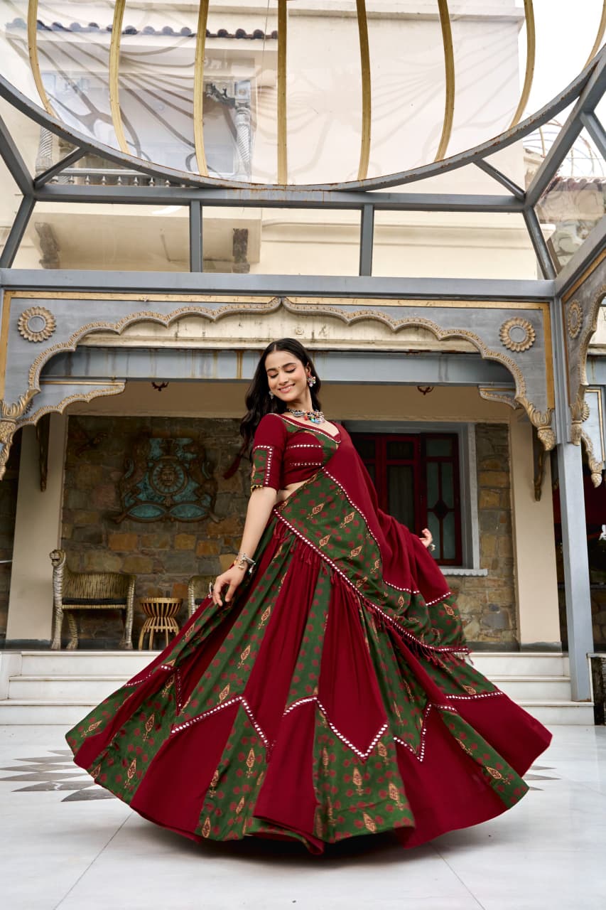 RAYON AJRAKH PRINTED NAVRATRI LEHENGA