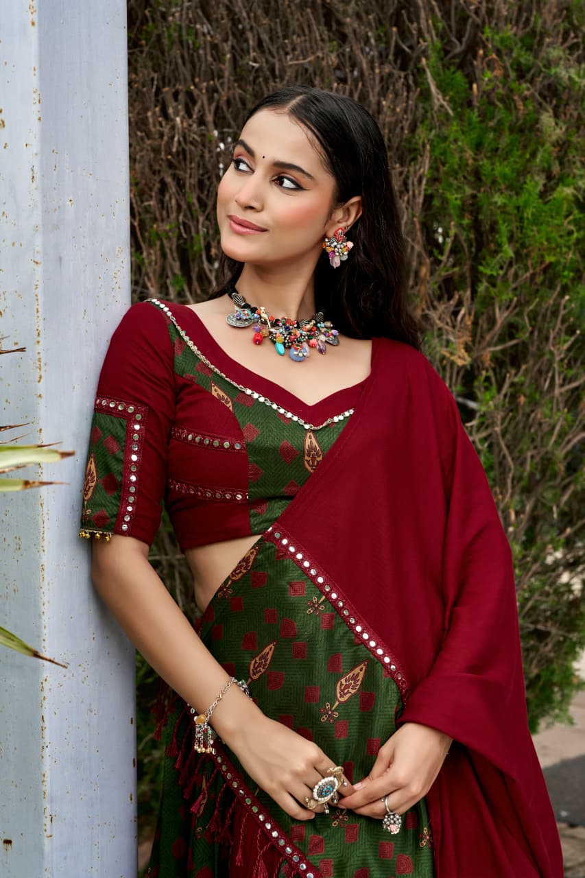 RAYON AJRAKH PRINTED NAVRATRI LEHENGA