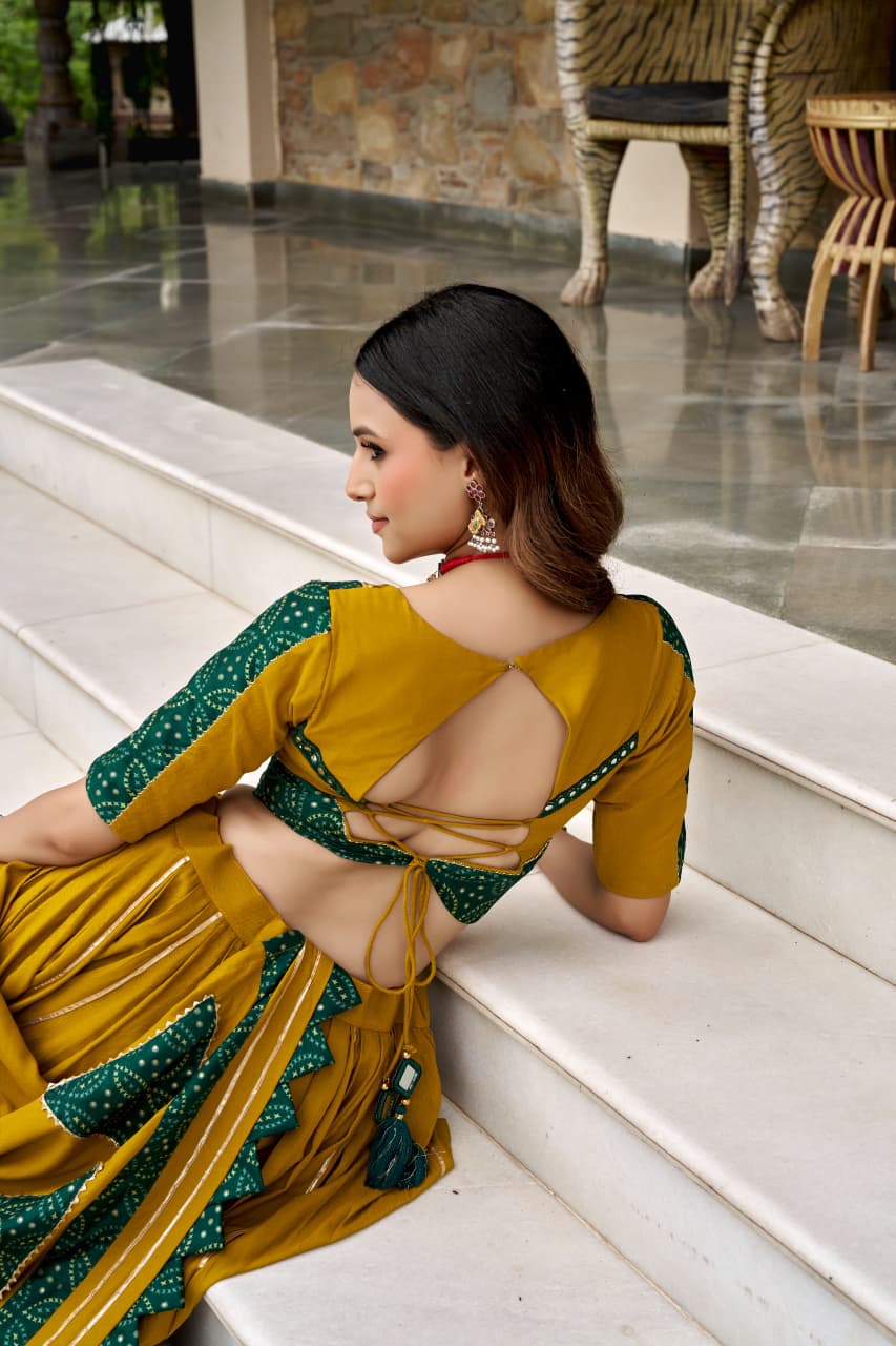 RAYON AJRAKH PRINTED NAVRATRI LEHENGA